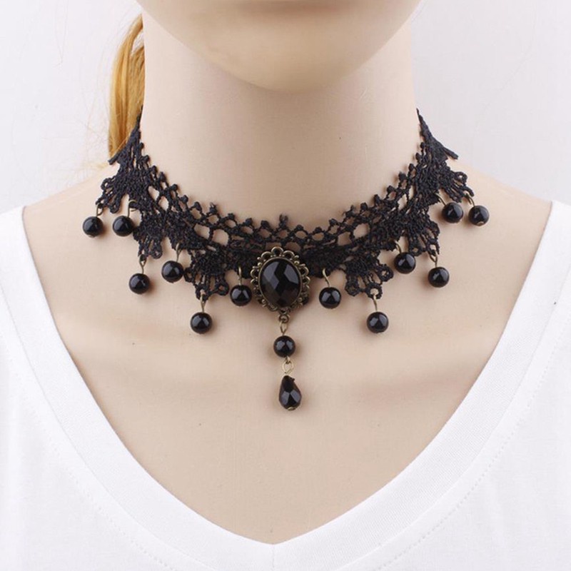 Vòng Cổ Choker Đính Hạt Giả Ngọc Trai Nhã Nhặn