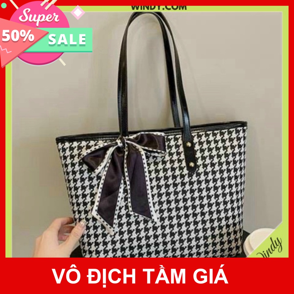 [free ship] Túi Xách Nữ công sở Tote Đựng Sổ Sách Đeo Kẹp Nách hình họa Kẻ Ô Chất Da PU Mềm thời thượng Windy.com - Mã