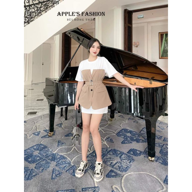 Áo thun phối gile nâu