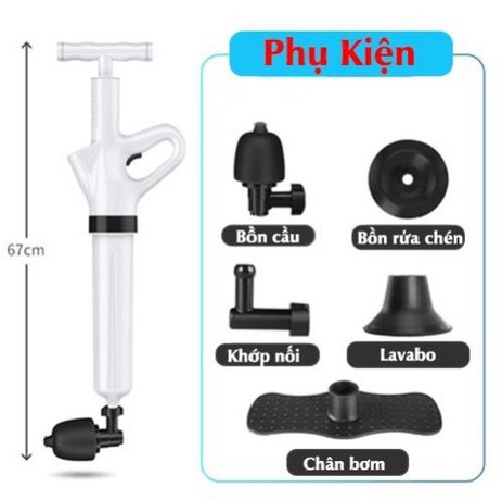 Súng Thông Tắc Bồn Cầu, Bồn Rửa Chén, Dụng Cụ Thông Cống, Bồn Rửa Mặt, Áp Suất Nén Tới 8kg Tiện Lợi Nhanh Chóng