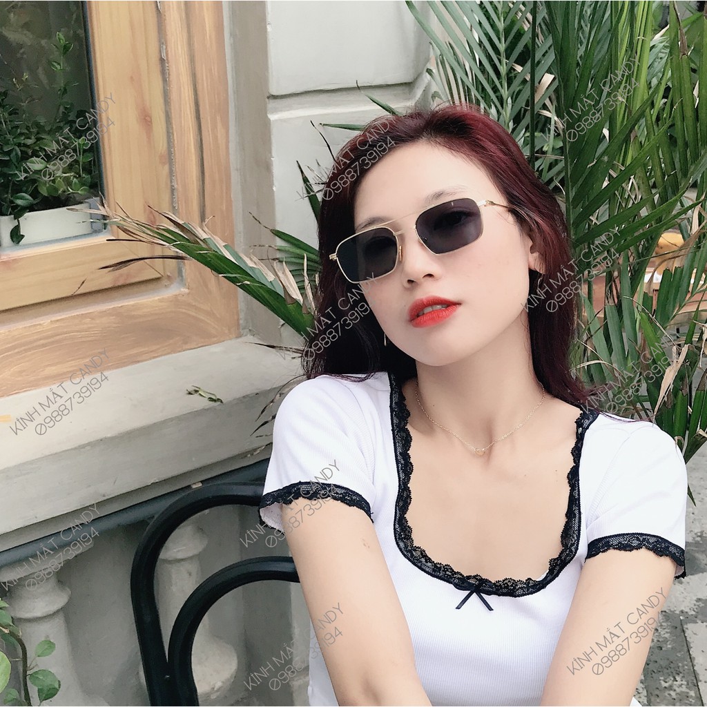 Kính mát vuông thời trang chống tia uv400 siêu cấp R143- Tiệm kính Candy