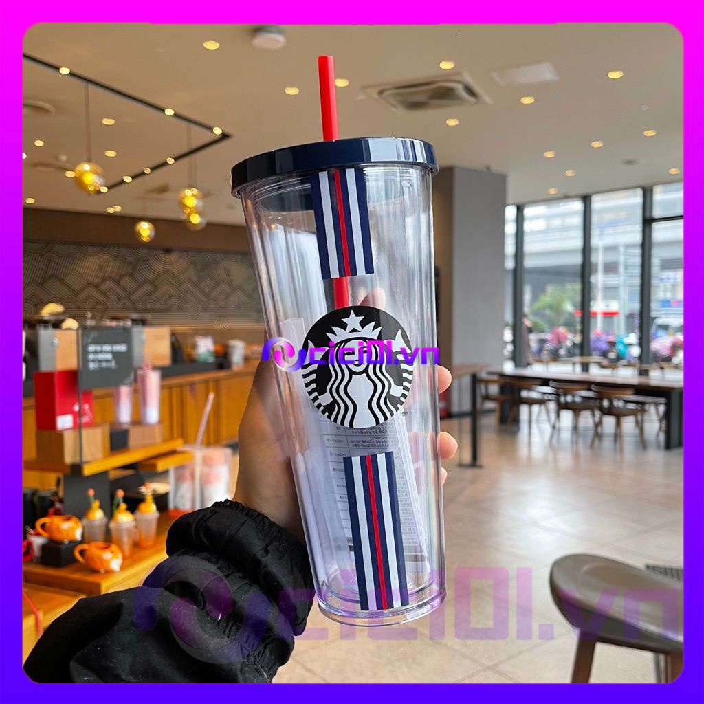 Bình Giữ Nhiệt Cao Cấp Starbucks Cà Phê Có Ống Hút Nắp 470 / 710Ml Tumbler Có Thể Tái Sử Dụng Nhựa Cà Phê Sữa Chén Hai Lớp