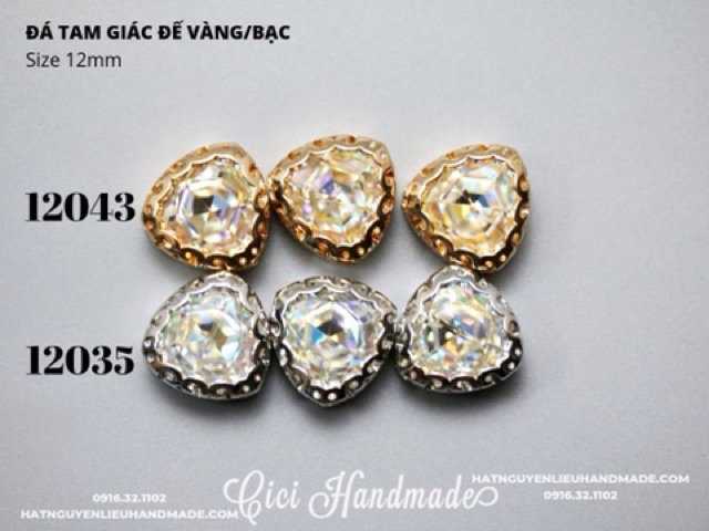 Hạt đá tam giác cao cấp đế vàng, bạc làm con vật 3D Cici Handmade chuyên hạt đá hạt pha lê hạt cườm hạt trang sức tự làm