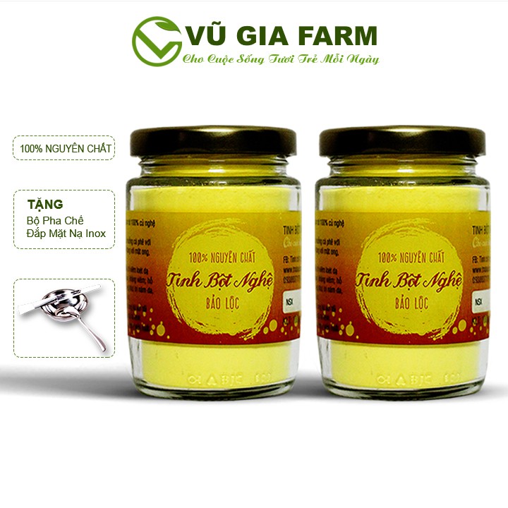 Combo 2 Tinh Bột Nghệ Nguyên Chất Vũ Gia (100g/hũ) + Tặng Bộ Đắp Mặt