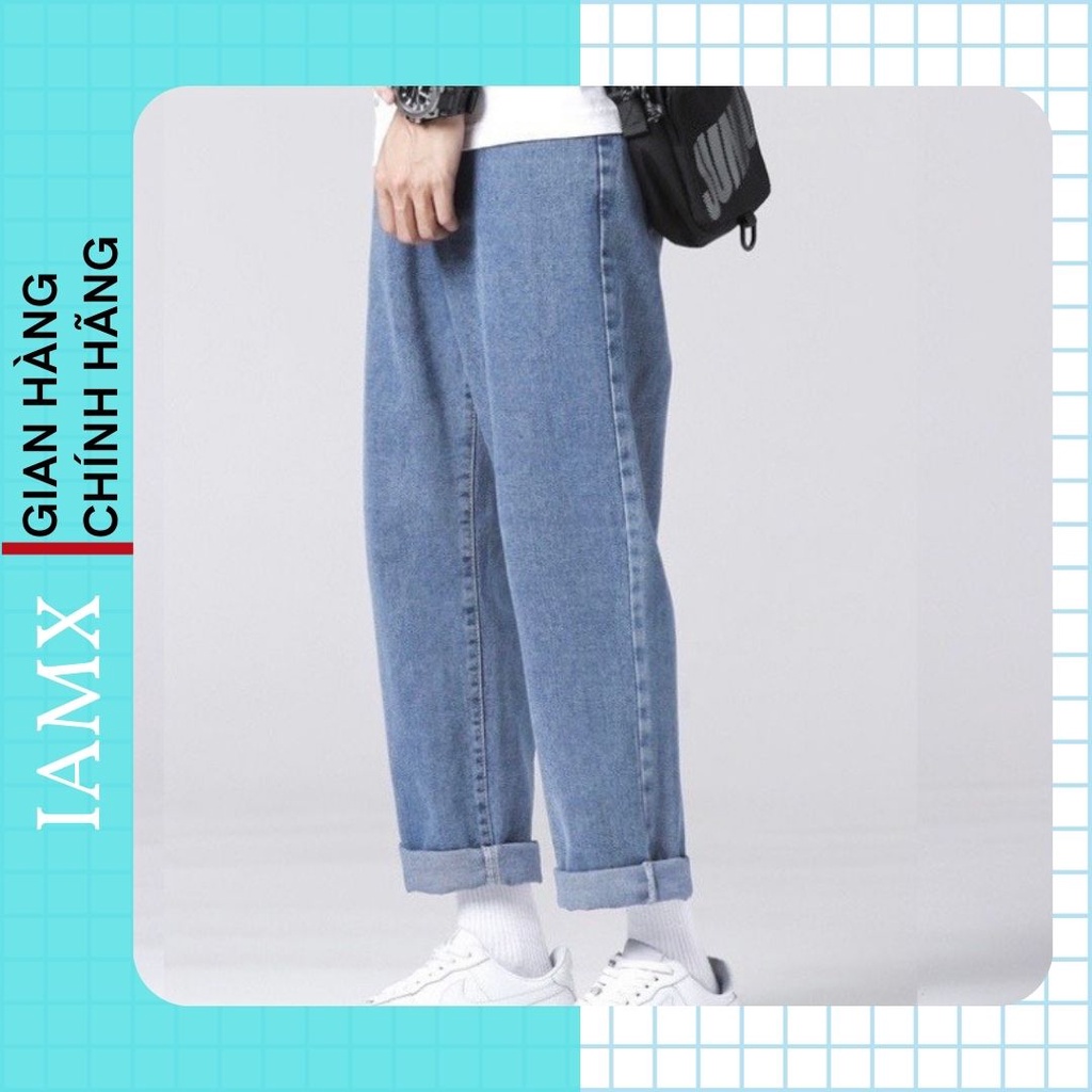 Quần Jean xanh nam ống  suông rộng, dáng đứng vải jeans cao cấp
