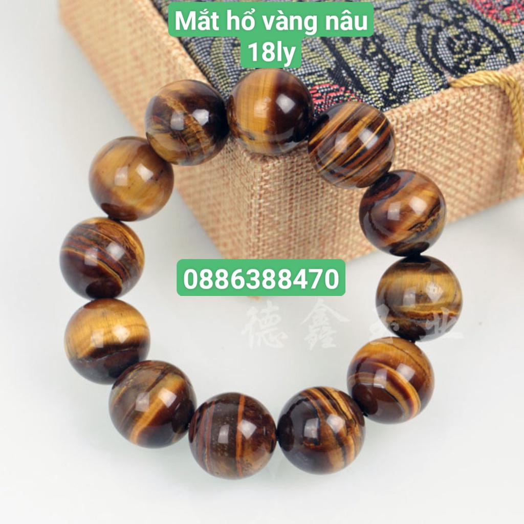 Vòng đeo tay đá mắt hổ vàng nâu chuẩn đá đẹp