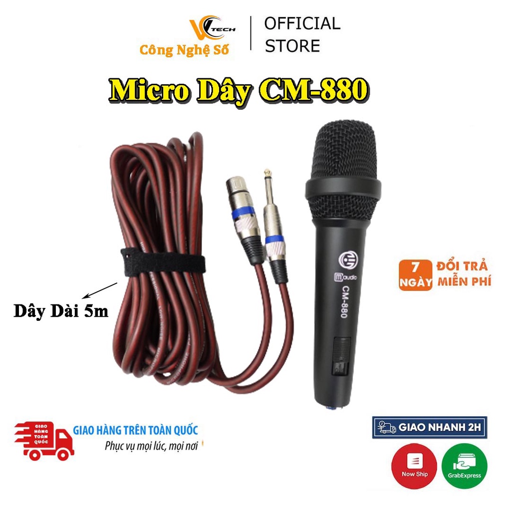 Micro Có Dây Hát Karaoke CM-880 Chính Hãng | Phù Hợp Mọi Dàn Âm Thanh Gia Đình, Phòng Hát Chuyên Nghiệp