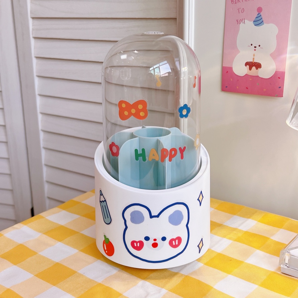 Hộp Đựng Cọ Trang Điểm Trong Suốt Chống Bụi Có Nắp Đậy Tiện Lợi