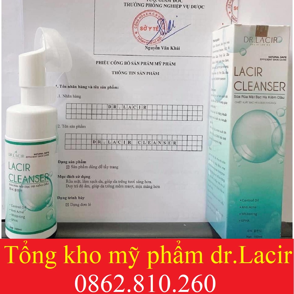 Sữa Rửa Mặt Bạc Hà kiềm dầu Lacir Cleanser của Dr.lacir