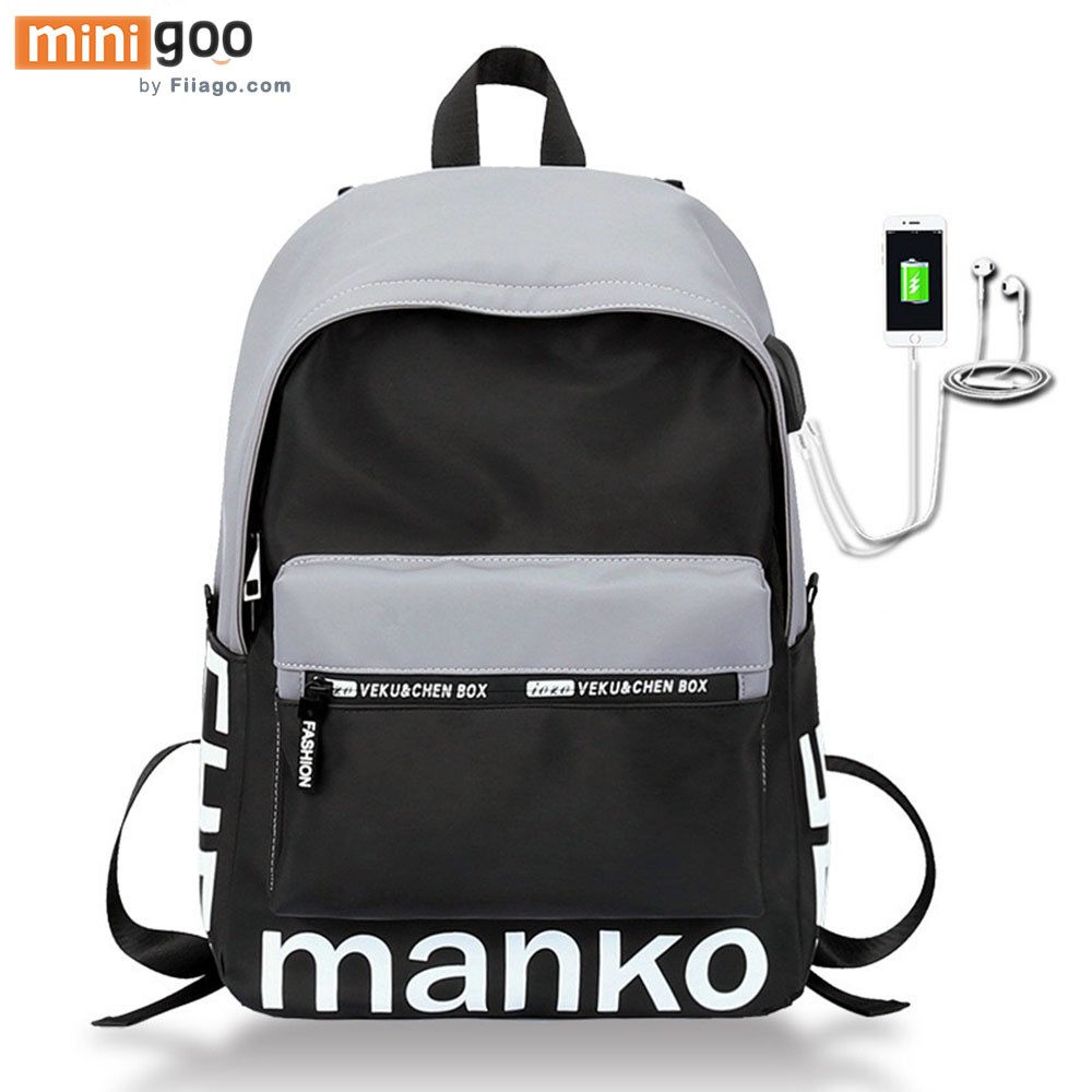 Balo Cao Cấp MANKO M116 Vải Phủ PU Chống Nước Cổng Sạc Nhanh Thời Trang Mới 2021
