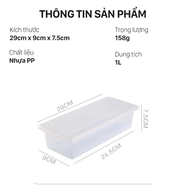 Hộp Tủ Lạnh ,Hộp Thực Phẩm Đựng rau ,Hoa Quả. Đựng Thức Ăn Có Khay Giáo Nước Bằng Nhựa PP Cao Cấp An Toàn Sức Khỏe