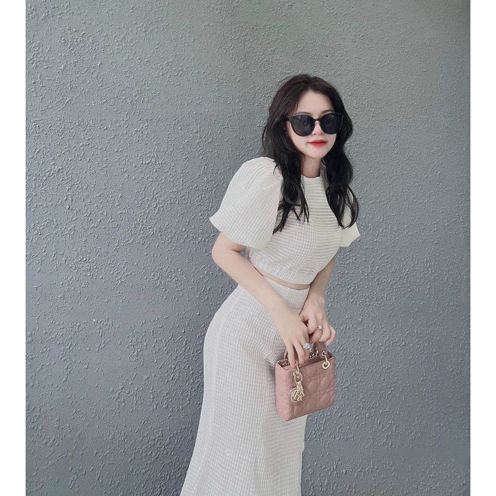 [HCM] Sét Chân Váy Đuôi Cá Áo Tay Phồng (Có Lót Tay-Lót Váy) Thời Trang Nữ Sam Closet Free Size 40-55kg