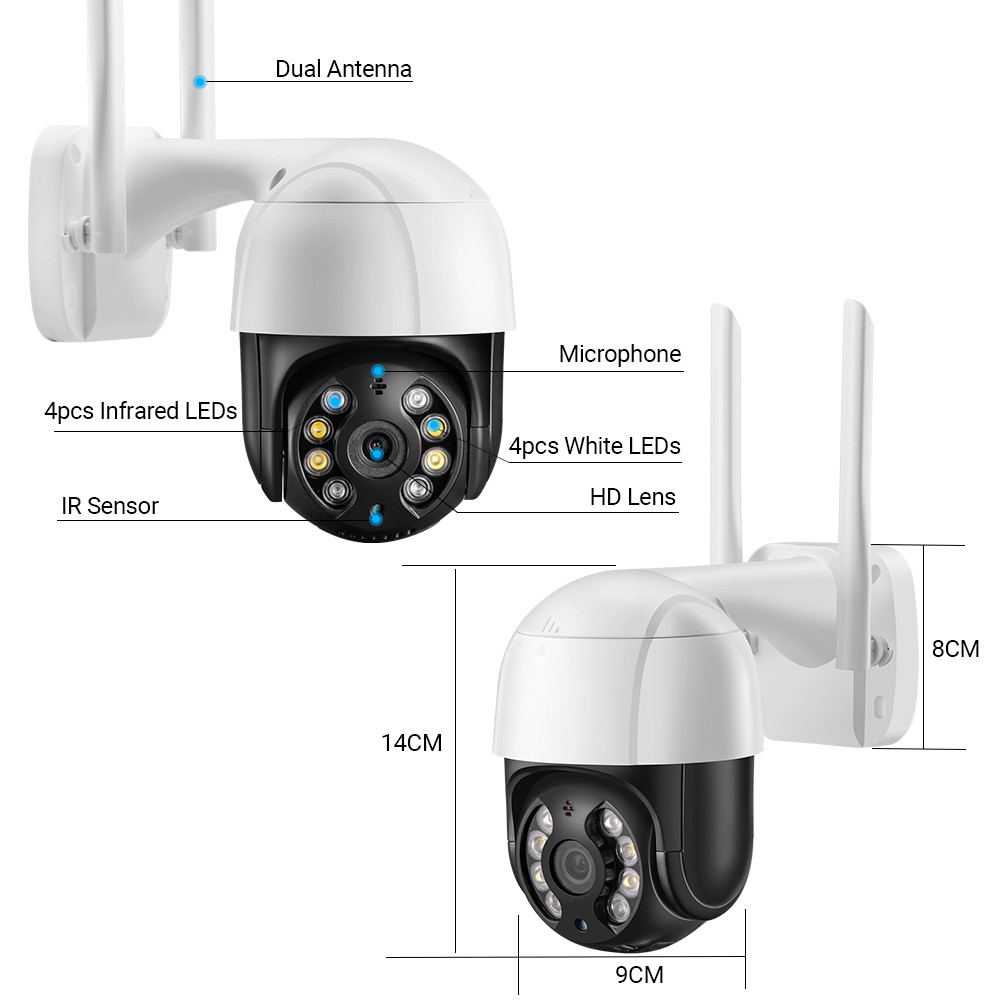 Hamrol Camera An Ninh CCTV PTZ Không Dây Siêu Nhỏ Phóng Đại 4X Cảm Biến Chuyển Động Thông Minh 1080P