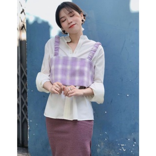 Cam/chacha camisole +vani chemise / áo khoác 2 dây bản nhún + sơmi dài tay