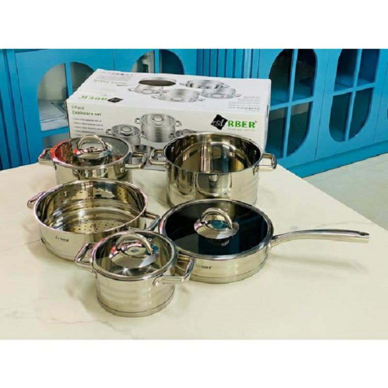 BỘ NỒI KÈM XỬNG HẤP CAO CẤP ARBER 5 MÓN PALADI AN-05IVH kèm ảnh thật và video