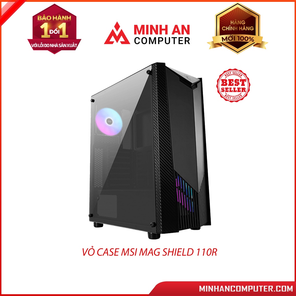 Vỏ case máy tính MSI MAG Shield 110R (mid tower/màu đen)