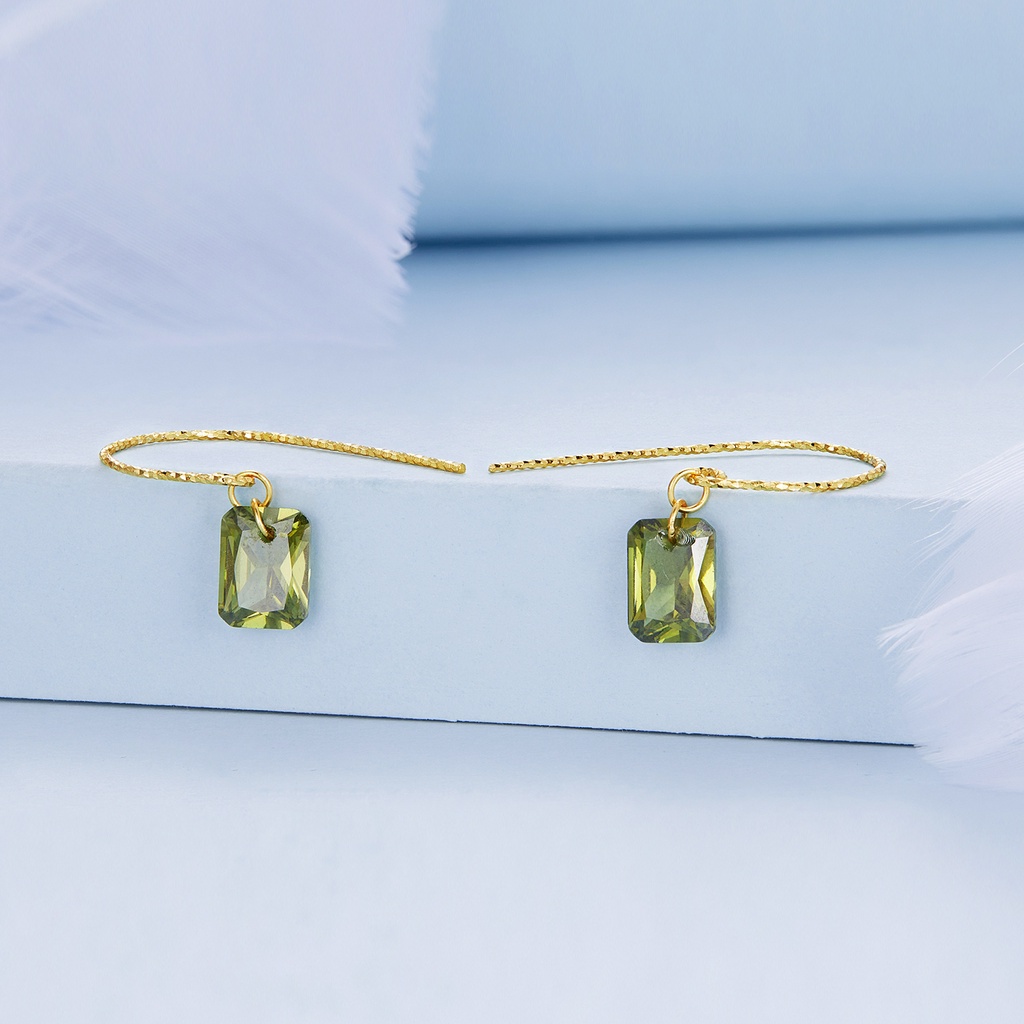 BAMOER Bông Tai Xi bạc 925 ĐíNh Đá Zircon MàU Xanh Lá ThờI Trang
