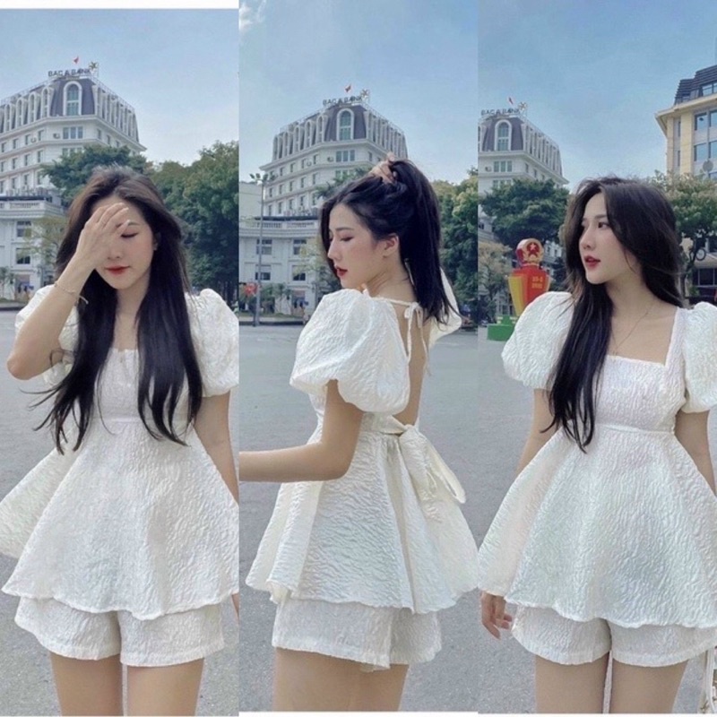 🦋Sét Áo Tay Phồng Nơ Lưng Quần Short🦋