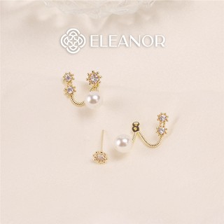 Bông tai nữ ngọc trai nhân tạo Eleanor Accessories chuôi bạc 925 đính đá phụ kiện trang sức thời trang xinh