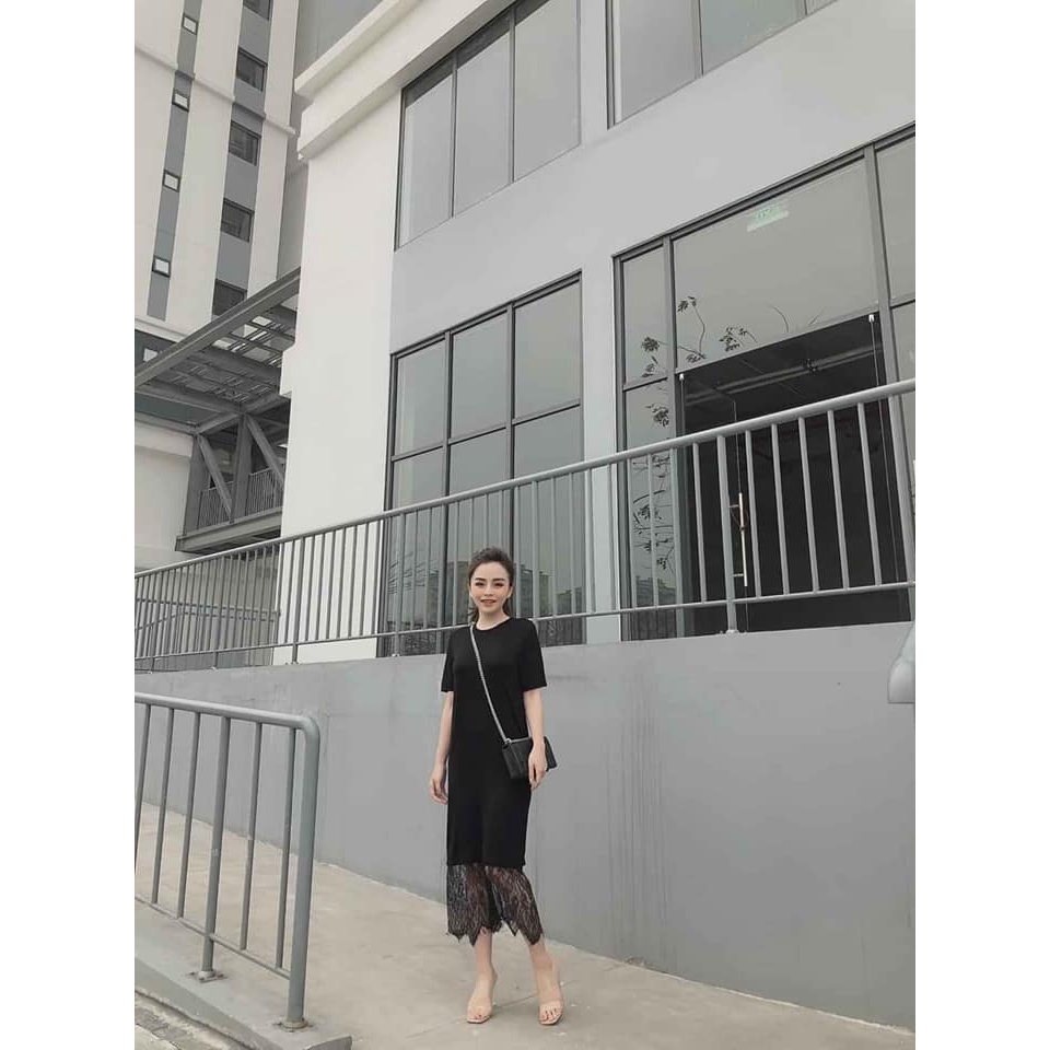 Váy xuông pha ren xinh xắn