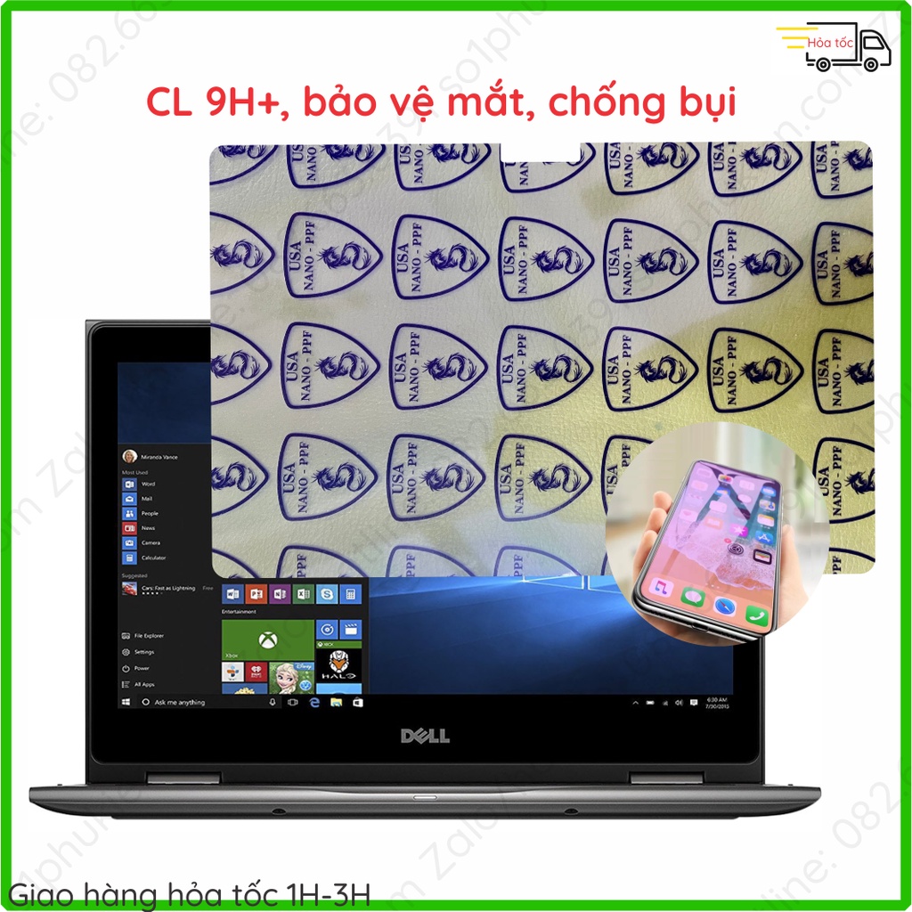 Dán cường lực Laptop Dell Inspiron 13 inch 5379 nano kính trong suốt, chống vân tay, bảoinch