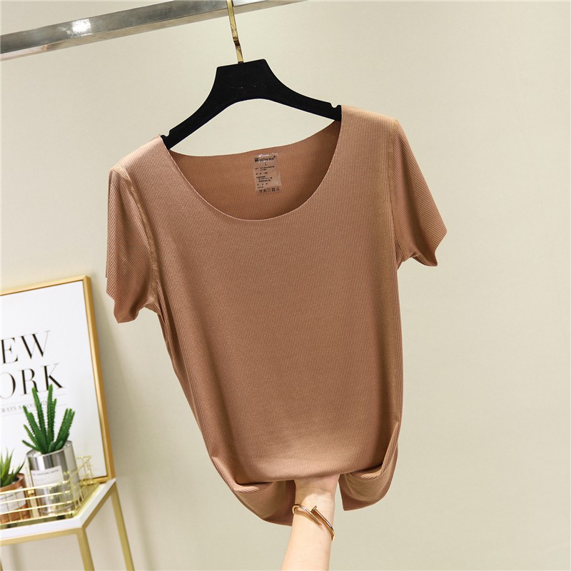Áo Thun Cotton Không Đường May Màu Trơn Đơn Giản Hợp Thời Trang