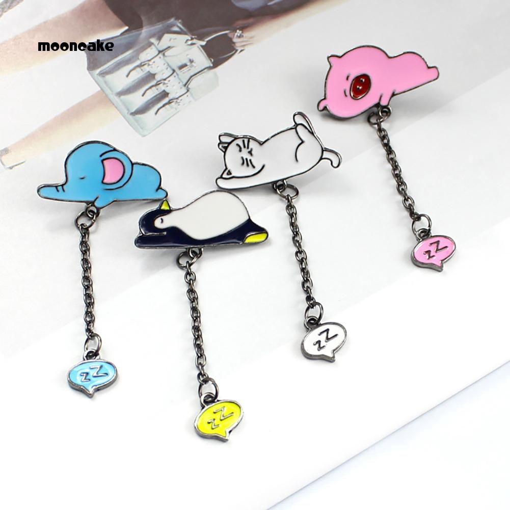Ghim cài áo hình heo/mèo đang ngủ thời trang unisex