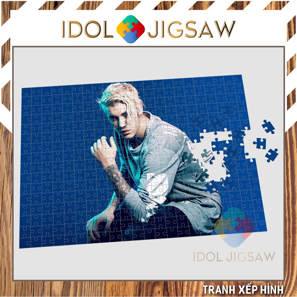 Tranh xếp hình bằng gỗ ca sĩ justin bieber 300 - 500 mảnh ghép, chất liệu gỗ, bộ ghép hình IJ32