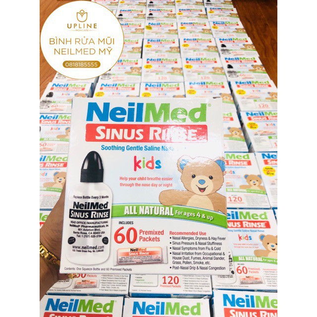 Z2 Bình rửa mũi Neilmed con trẻ kèm 60 gói muối 18 5