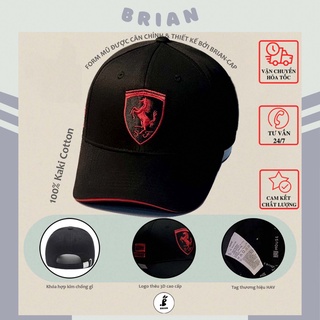 Mũ lưỡi trai đen Ferrari thêu logo hình ngựa đỏ, nón kết nam nữ phụ kiện thời trang phong cách thể thao Hàn Quốc.