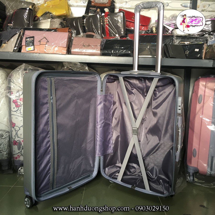 Vali nhựa họa tiết 2 tam giác VL07B – Màu xám