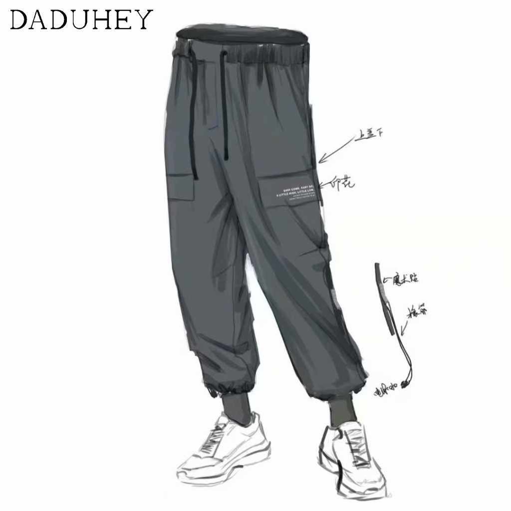 DaDuHey💕 Cargo Pants Korean Trend Casual Pants 2021 New Drawstring Drawstring Ankle Pants