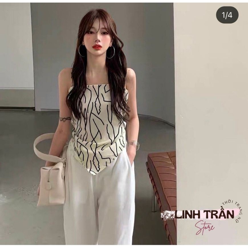 Sét Áo Yếm Mix Quần Trắng Ống Suông 🦋FREESHIP🦋 Áo Yêm Mix Quần Ống Rộng Siêu Hot Linh Trần Store