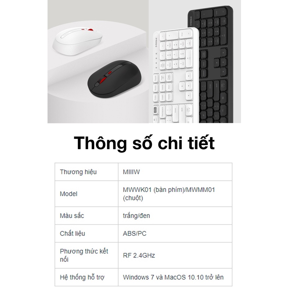 Bộ phím chuột không dây Xiaomi MIIIW Silent version MWWC01