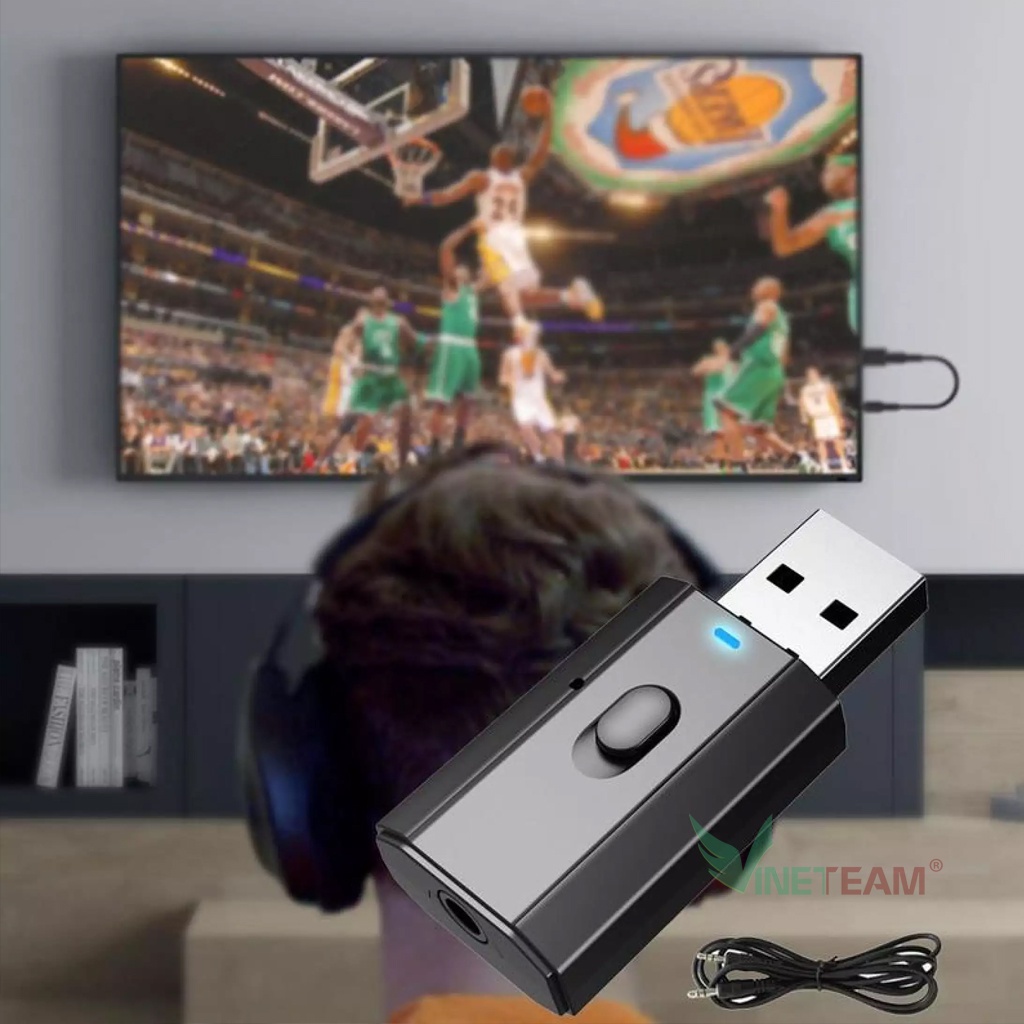 Thiết bị thu, phát âm thanh kết nối Bluetooth 5.0 Aux Rca cổng cắm Usb 3.5mm cho TV PC xe hơi -dc4488