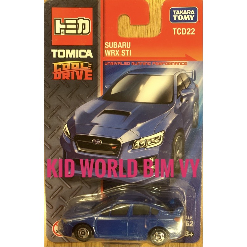 Xe mô hình Tomica Card Subaru WRX STI TCD22. Made in China. Tỷ lệ 1:62.