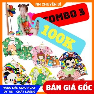 Combo 3 bộ 100k ❤ mua trên live ❤ đồ bộ hoạt hình cho bé trai bé gái dưới 35kg
