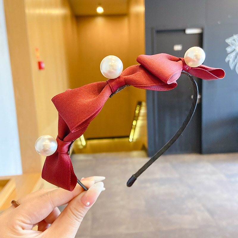 Băng đô đính nơ và ngọc trai giả phong cách Hàn Quốc