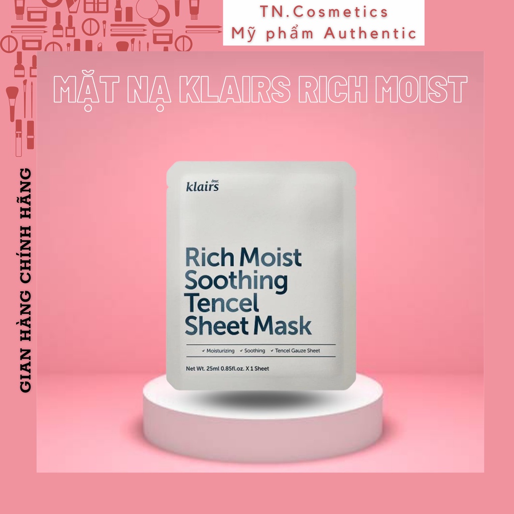 Mặt Nạ Giấy Cấp Ẩm Dear Klairs Rich Moist Soothing Tencel Sheet Mask 25ml MN1022