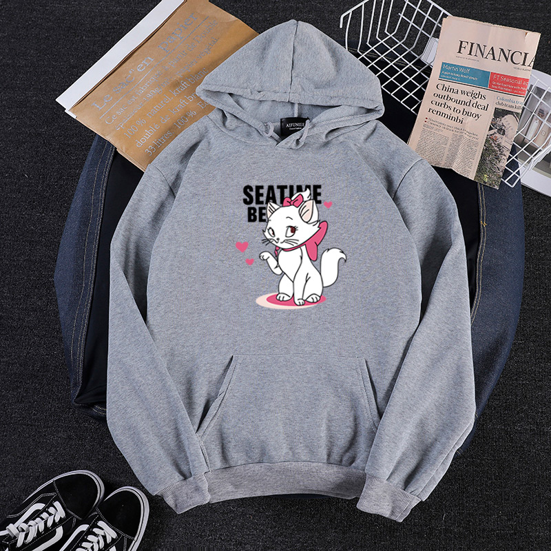 Thời Trang Áo Hoodie Tay Dài In Hình Mèo Dễ Thương Cho Nữ