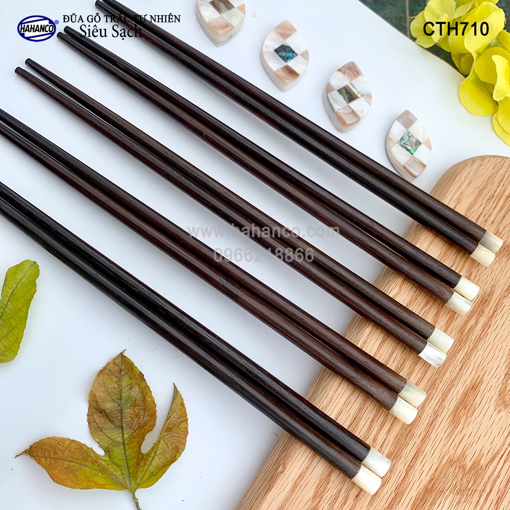 Đũa gỗ Trắc Đầu 1cm Ốc Biển New Zealand Cao Cấp HAHANCO (Hộp 10 đôi) Siêu Sạch- CTH710