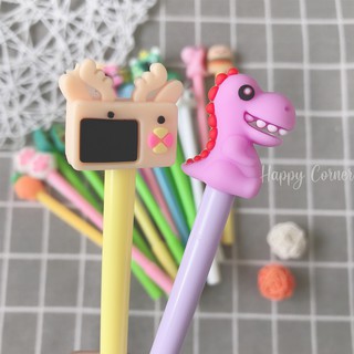 BỘ 20 BÚT GEL HÌNH THÚ DỄ THƯƠNG - NGỘ NGHĨNH ( có màu xanh và tím dành cho học sinh) + TÚI ZIP NHƯ HÌNH