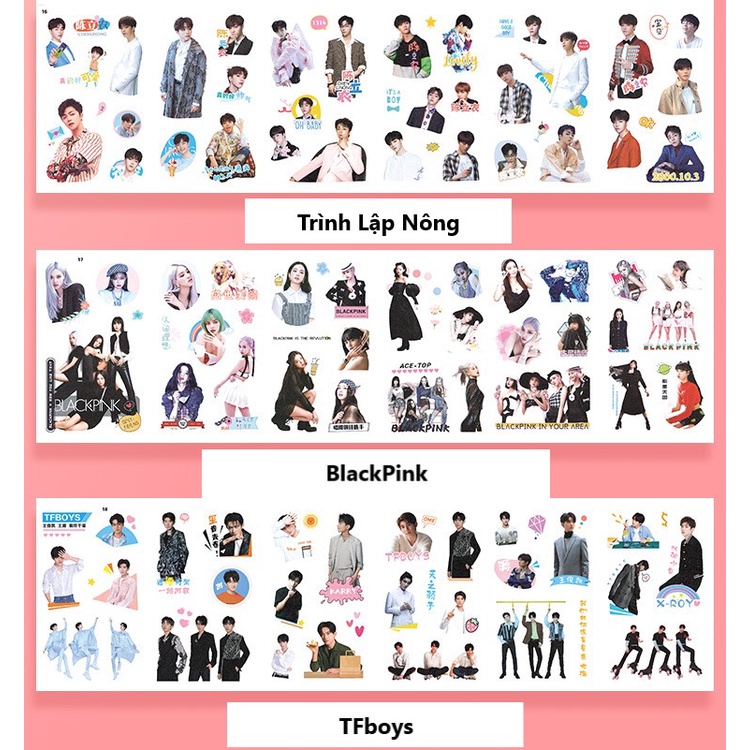 Set 6 bảng sticker TFBOYS Dịch Dương Thiên Tỉ Vương Nguyên Vương Tuấn Khải