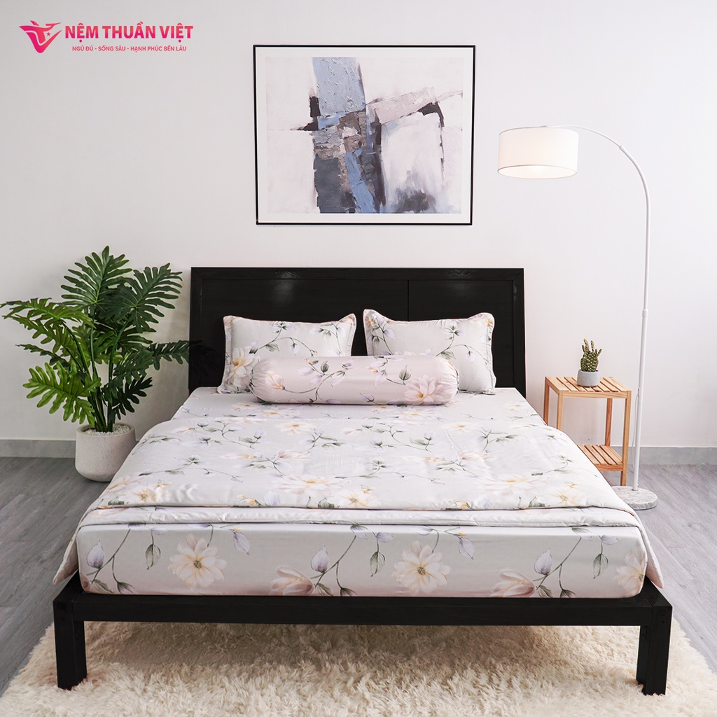 Bộ Ga Giường Tencel Thuần Việt Cao Cấp - Xám TC24 (4 Món)