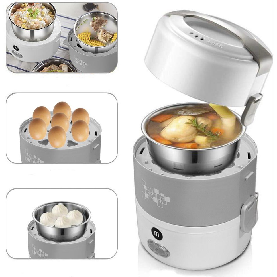 Hộp hâm nóng thức ăn M182 inox 304 - dùng cho dân VP, học sinh, người đi làm, nấu cơm | BigBuy360 - bigbuy360.vn