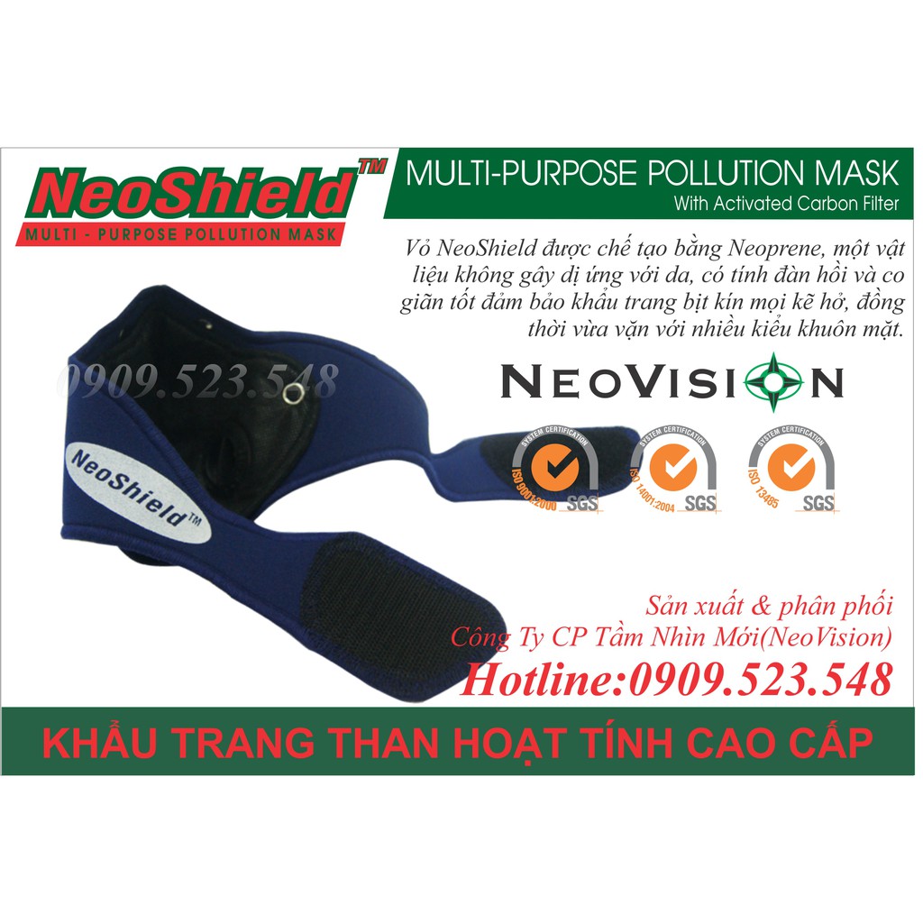 Khẩu trang NeoShield, khẩu trang than hoạt tính cao cấp Neovision lọc bụi chống không khí ô nhiễm