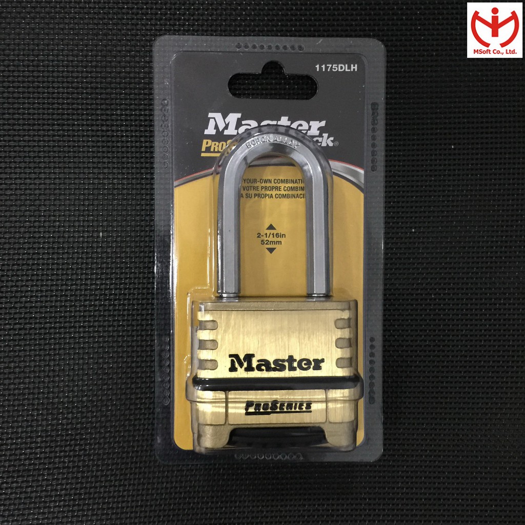 [Hỏa tốc HCM] Ổ khóa số càng dài Master Lock 1175 DLH thân đồng 57mm càng dài 52mm dòng ProSeries - MSOFT