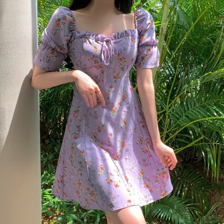 Đầm nữ hoa nhí dáng ôm mini tay ngắn Emilyshop