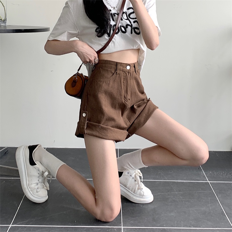 Quần Short Jean Lưng Cao Plus Size Cho Nữ