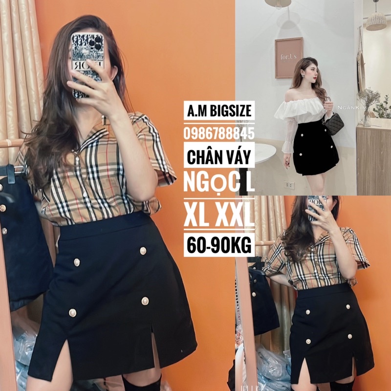 Chân váy dáng A 4 cúc ngọc cho nàng chubby ms1988